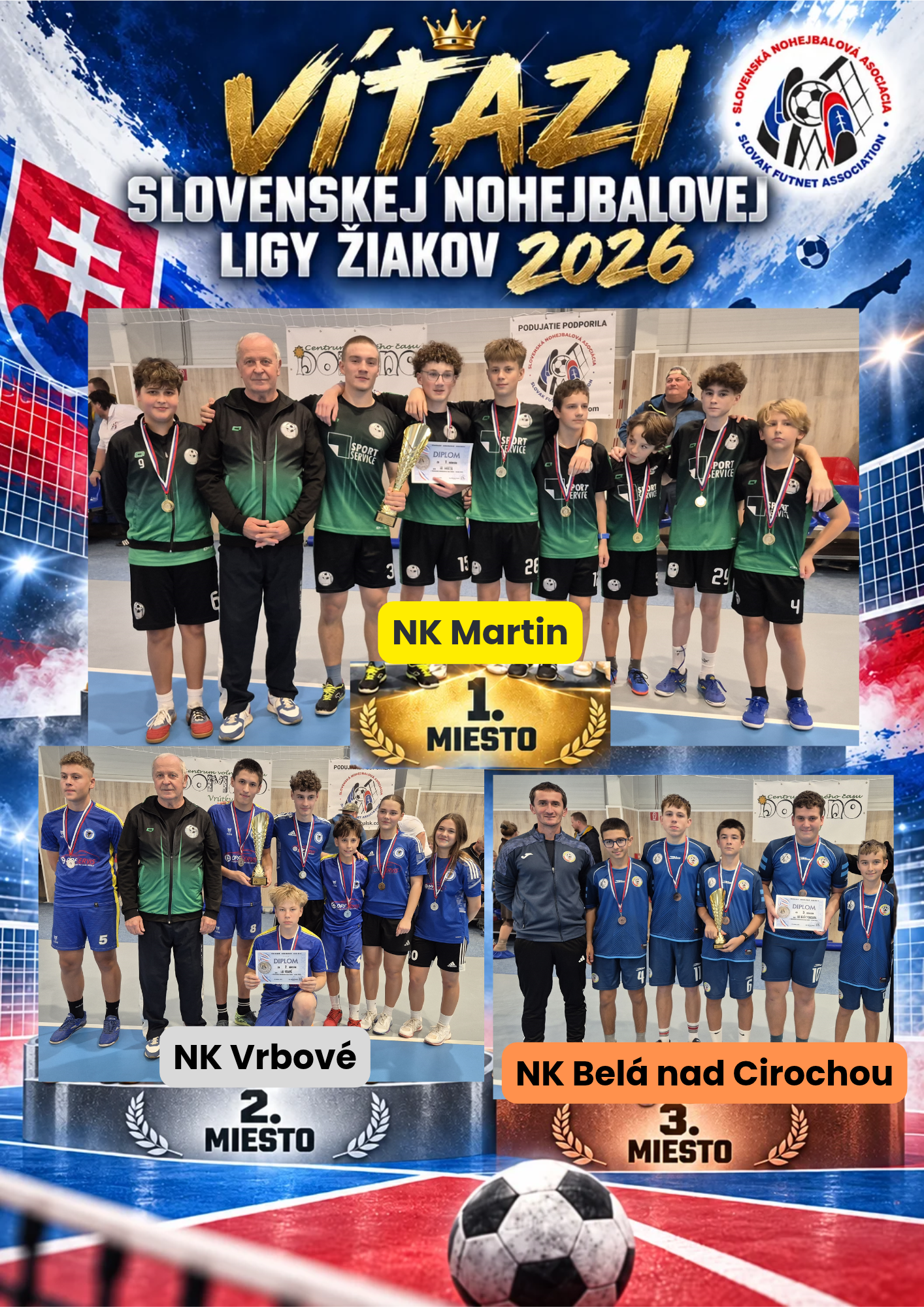 NK Martin ovládol finále Slovenskej nohejbalovej ligy žiakov 2026 a získal majstrovský titul!